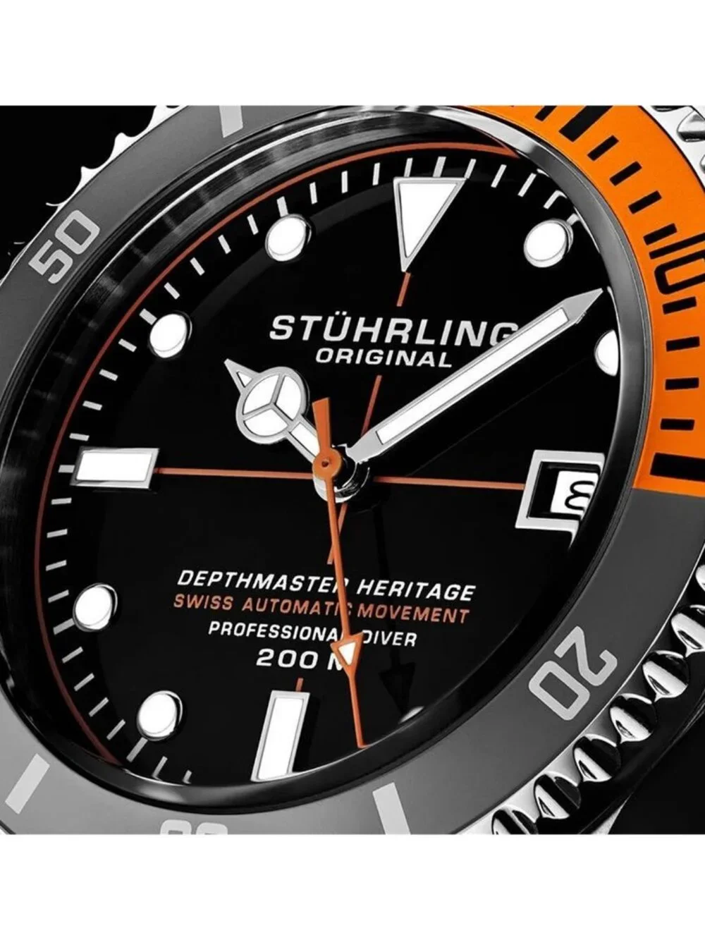 NWT Stuhrling Original Aquadiver Automatic Black Dial Men's Watch